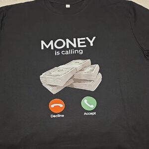 Black Graphic T-Shirt with Money Print Other Sizrs Available